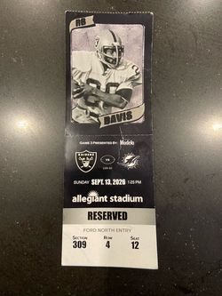RAIDERS vs Dolphins Football Ticket stub Allegiant Stadium 2026