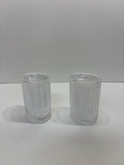Biedermann Clear Glass Candle Holders Pair Textured Taiwan 3.5”-Vintage