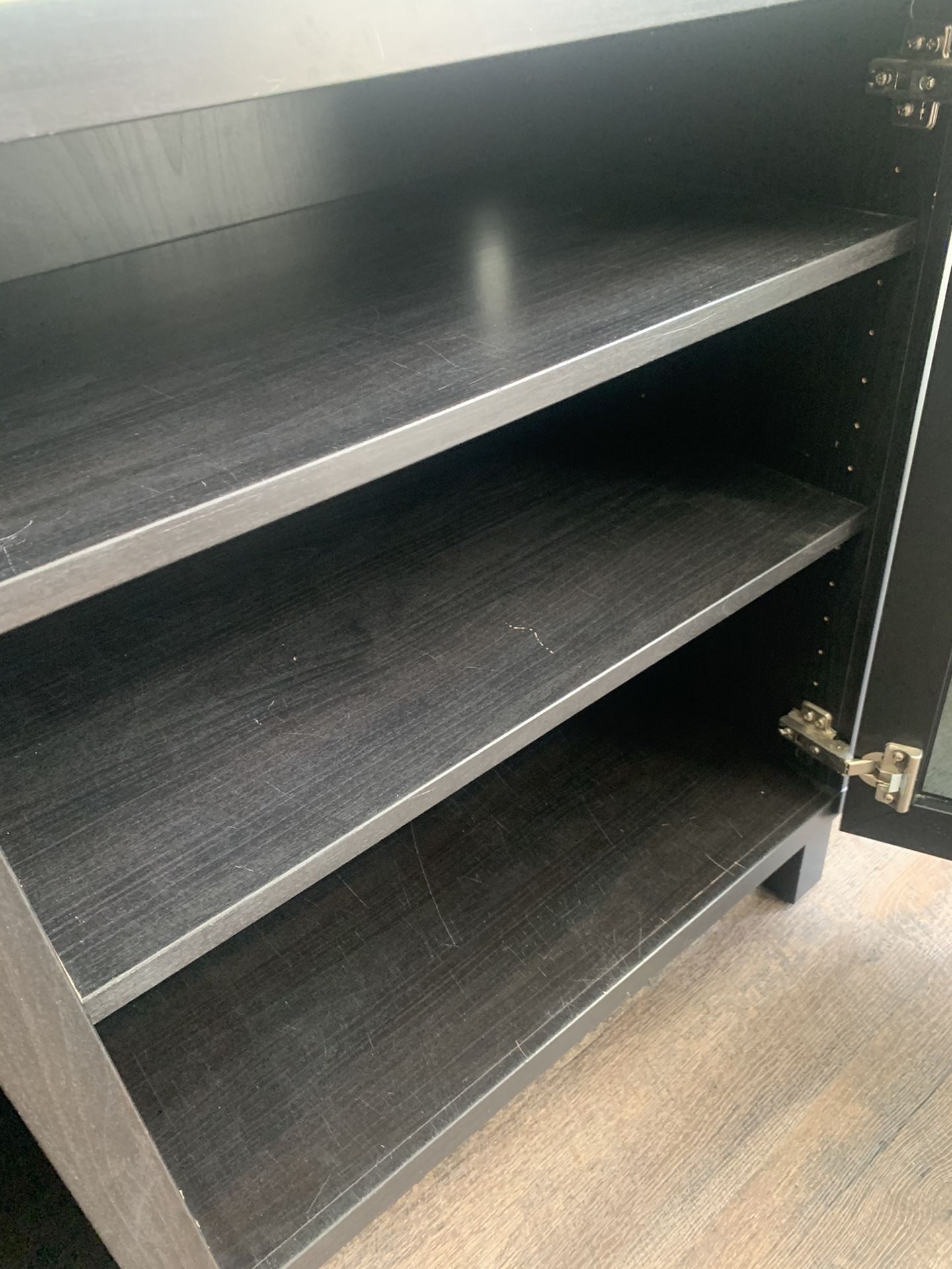 IKEA Black Media Console Cabinet with Adjustable Shelves