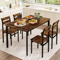 Farmhouse Dining Table Set for 4, Kitchen Table and Chairs for Dining Room, Small Spaces, Easy Assembly & Sturdy