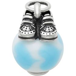 JAMES AVERY RETIRED BABY BOY SHOES WITH LIGHT BLUE CHARM ART GLASS FINIAL 925 

