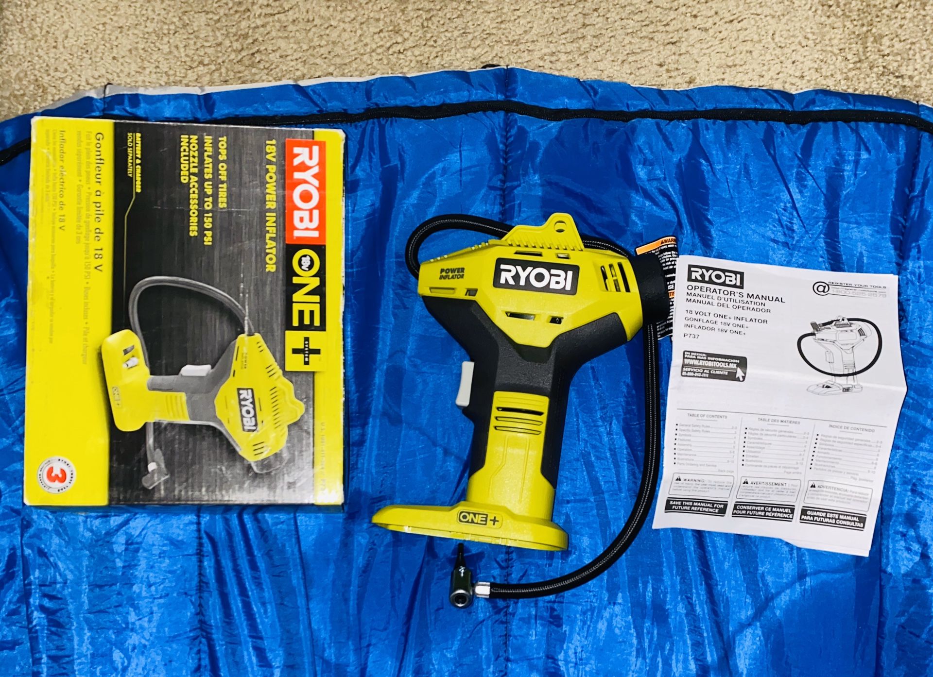 Ryobi P737 18-Volt ONE+ Portable Cordless Power Inflator (Power Tool Only) Brand new