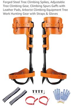 Forged Steel Tree Climbing Spikes, Adjustable Tree Climbing Gear, Climbing Spurs Gaffs with Leather Pads, Arborist Climbing Equipment Tree Work Huntin