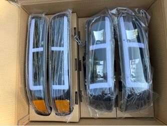 00-06 Chevy Tahoe Black Amber Reflector LED Strip Headlights Parking Lights