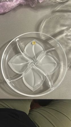 Vintage J. G. Durand Crystal Divided Serving Dish / Vintage French ‘Florence’ Design Glass Dish