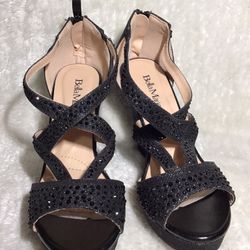 BELLA MARIE WOMENS RHINESTONE PLATFORM WEDGE SANDALS SIZE 6