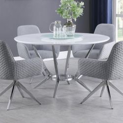 5PC Dining Set White And Grey 