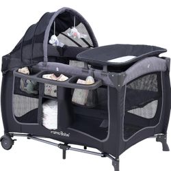 Pamo Babe Portable Baby Playard with Canopy Nursery Center Play Yard with Bassinet & Changing Table 