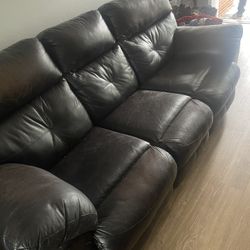 Recliner Leather Couch Set (A Little Scratched Up) 