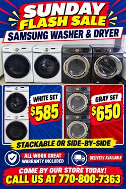 Samsung Washer and Dryer 
Stackable or Side-by-Side 
Warranty & Delivery Available 

Call our store today 
(contact info removed)