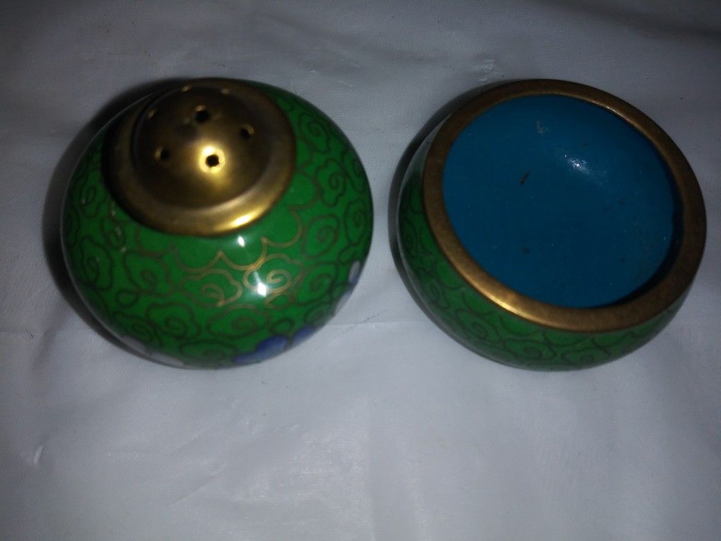 2 piece Stackable Cloissonet Salt & Pepper Cellers