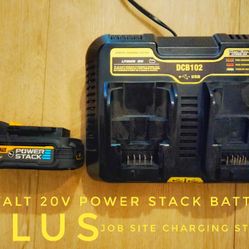 DeWalt Power stack 20v Battery With Powersite Charging Station 