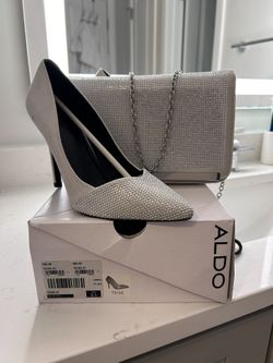Aldo Silver Heels And Clutch US8