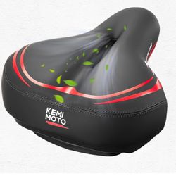 KEMIMOTO Bike Seat Cushion with Soft Foam Padded, Comfortable Bike Seat for Men Women, Bicycle Saddle for Touring, Exercise Bicycle, Commuter, Travel