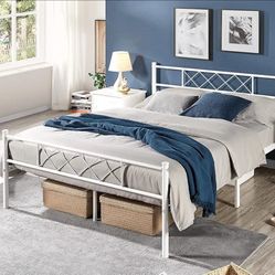 King Size Metal Frame And Bed And Rarely Used New 