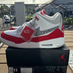 Jordan 3 Retro Tinker White University Red
