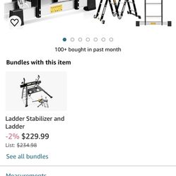 Ladder, Bryner 7 in 1 Multi-Purpose Ladder Aluminium Extension Ladder 12Ft Folding Adjustable Telescoping Step Ladder Heavy Duty Ladders Meet SGS EN 1