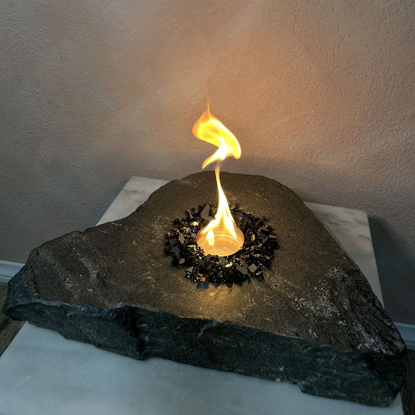 Handmade Stone Table Top Fire Pit for Indoor & Outdoor, Stone Candle Holder