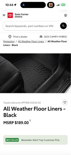 2025 & 2026 Toyota Camry All Weather Floor Mats and Trunk Matt