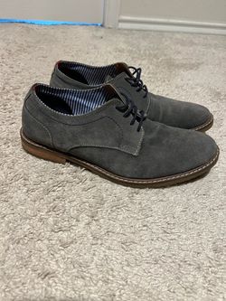 Gray Suede Lace-Up Oxford Dress Shoes