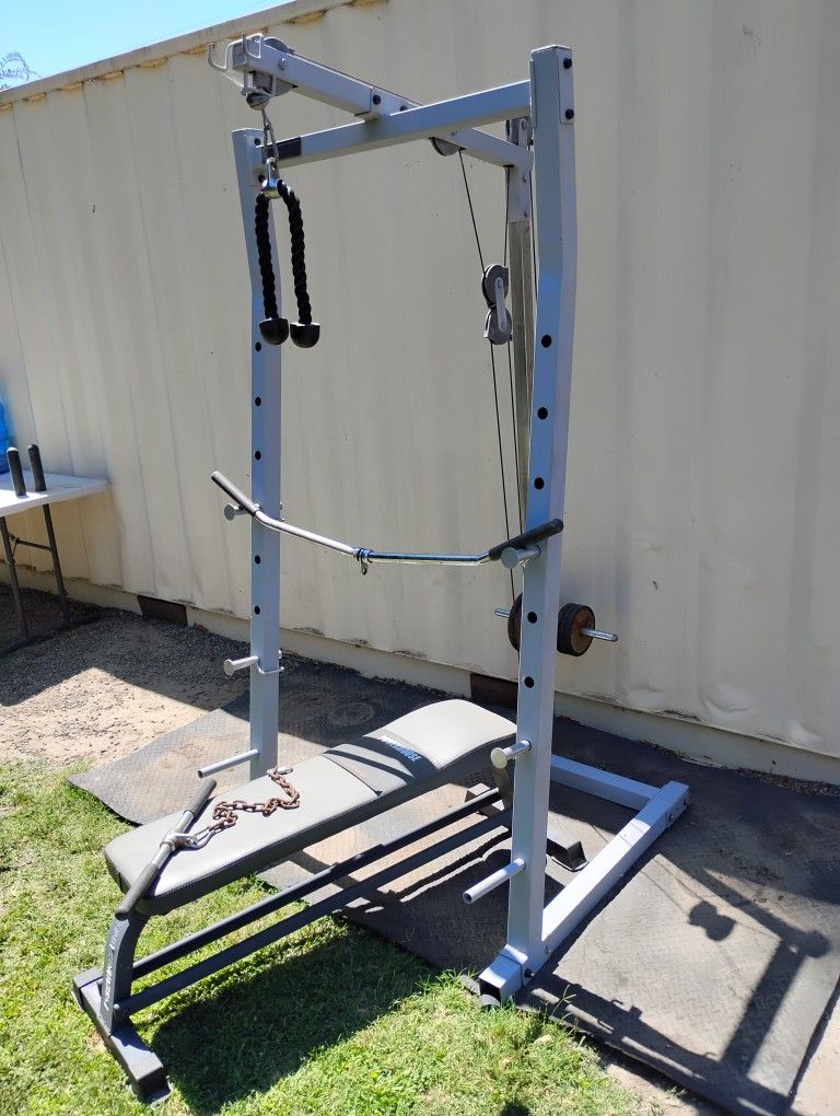 Half Rack Bench Press Lat Pull