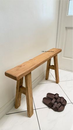 Earthy Minimalist Wooden Entryway Skinny Bench