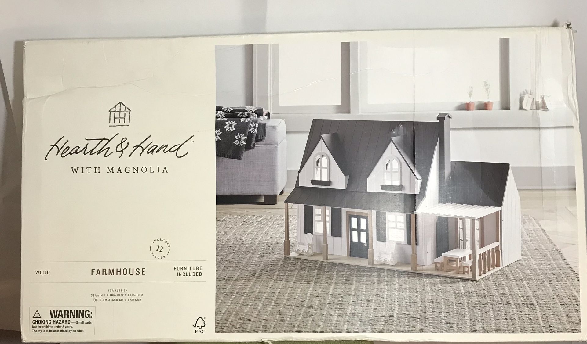 Hearth & Hand New Open Box Wooden Farmhouse Dollhouse Magnolia Joanna Gaines