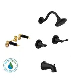 Design House Oakmont 2-Handle 1-Spray Tub and Shower Faucet in Matte Black (Valve Included