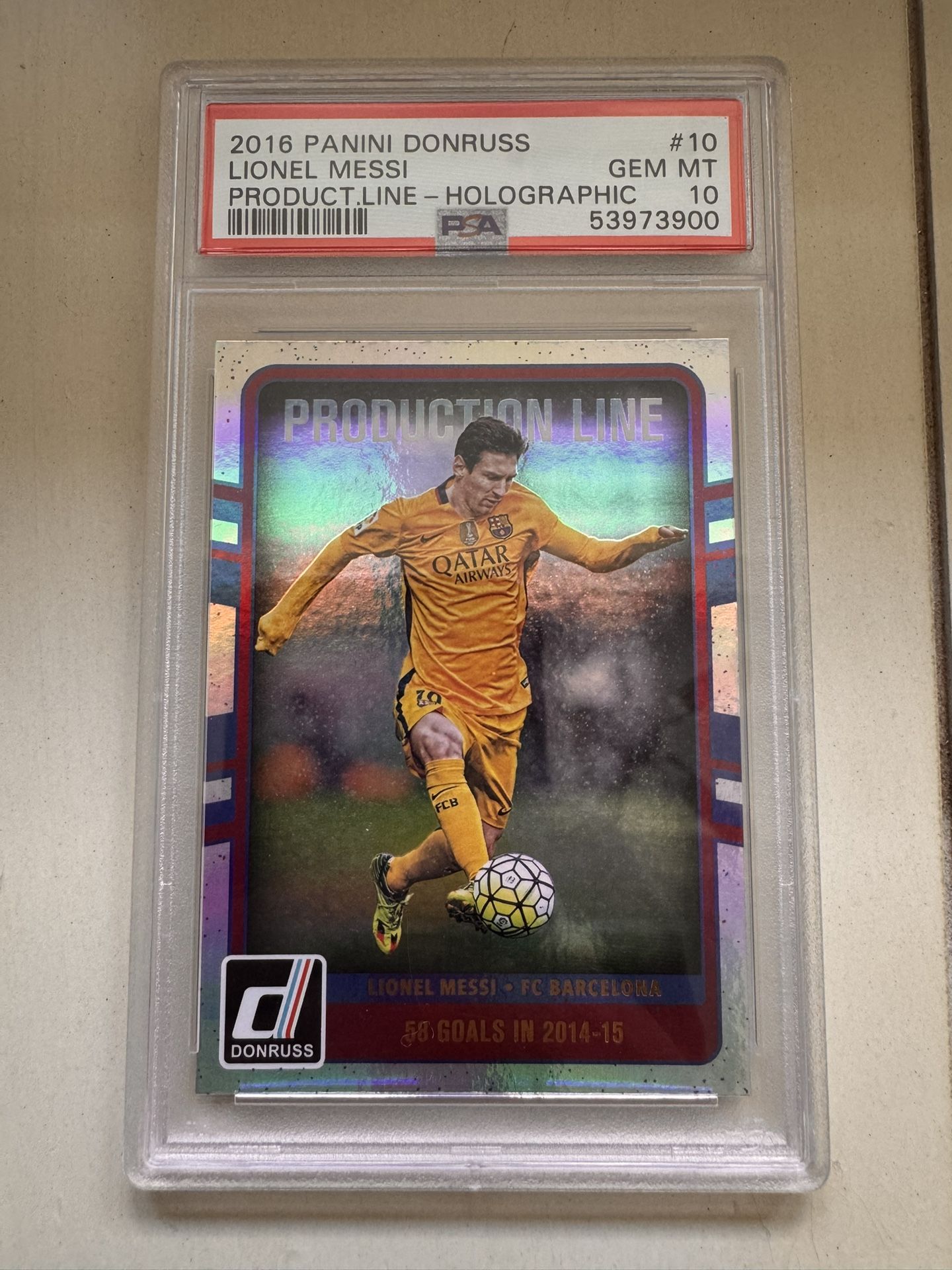 2016 Donruss Lionel Messi Product Line Holographic #10 PSA 10 FC Barcelona