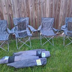 Embark Portable Mesh Captains Camping Folding Chairs (4) w/ Carrying Cases  *30.00 for all*