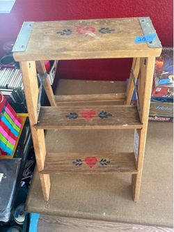 Vintage Wood Folding Step Stool