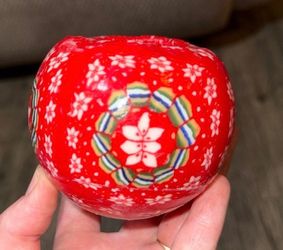Vintage Millefiori Christmas Round Ball Sphere Wax Candle