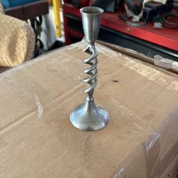 Two Stainless Steel 8” Antique Candle Holder