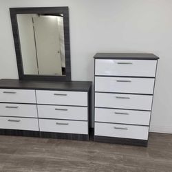 Dresser Whit Mirror And Chest - Cómoda Con Espejo Y Gavetero 