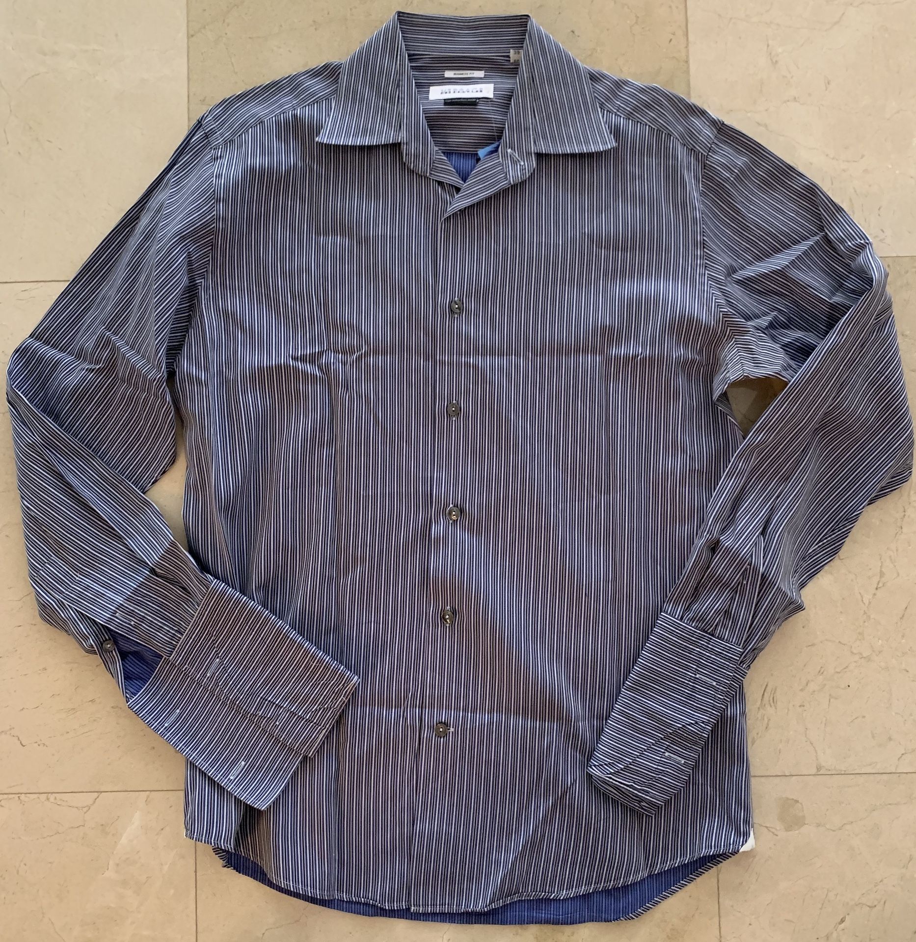Versace Collection striped blue men dress button up shirt size 15.5 | 39