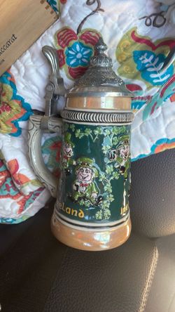 Ireland Ceramic Beer Stein with Pewter Lid