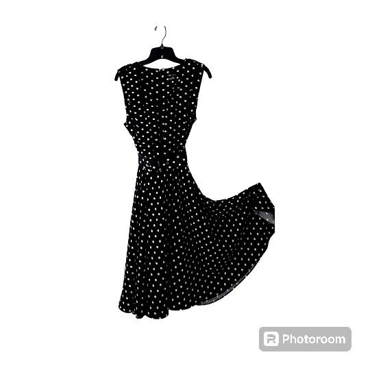 City Chic vintage polka dot sleeveless full skirt belted dress size 14