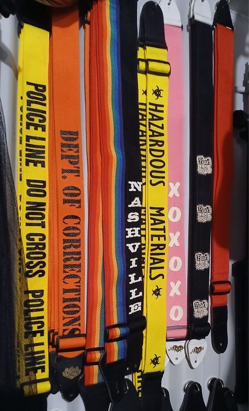 3 For $30, Mix And Match Any 3 Brand New Adjustable Guitar Straps With Heavy Leather Ends