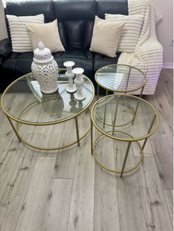 Glass and gold Coffee tables and end tables