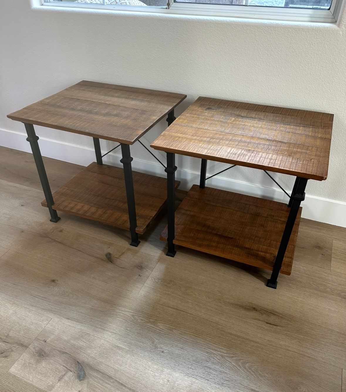 Wood And steel End Tables