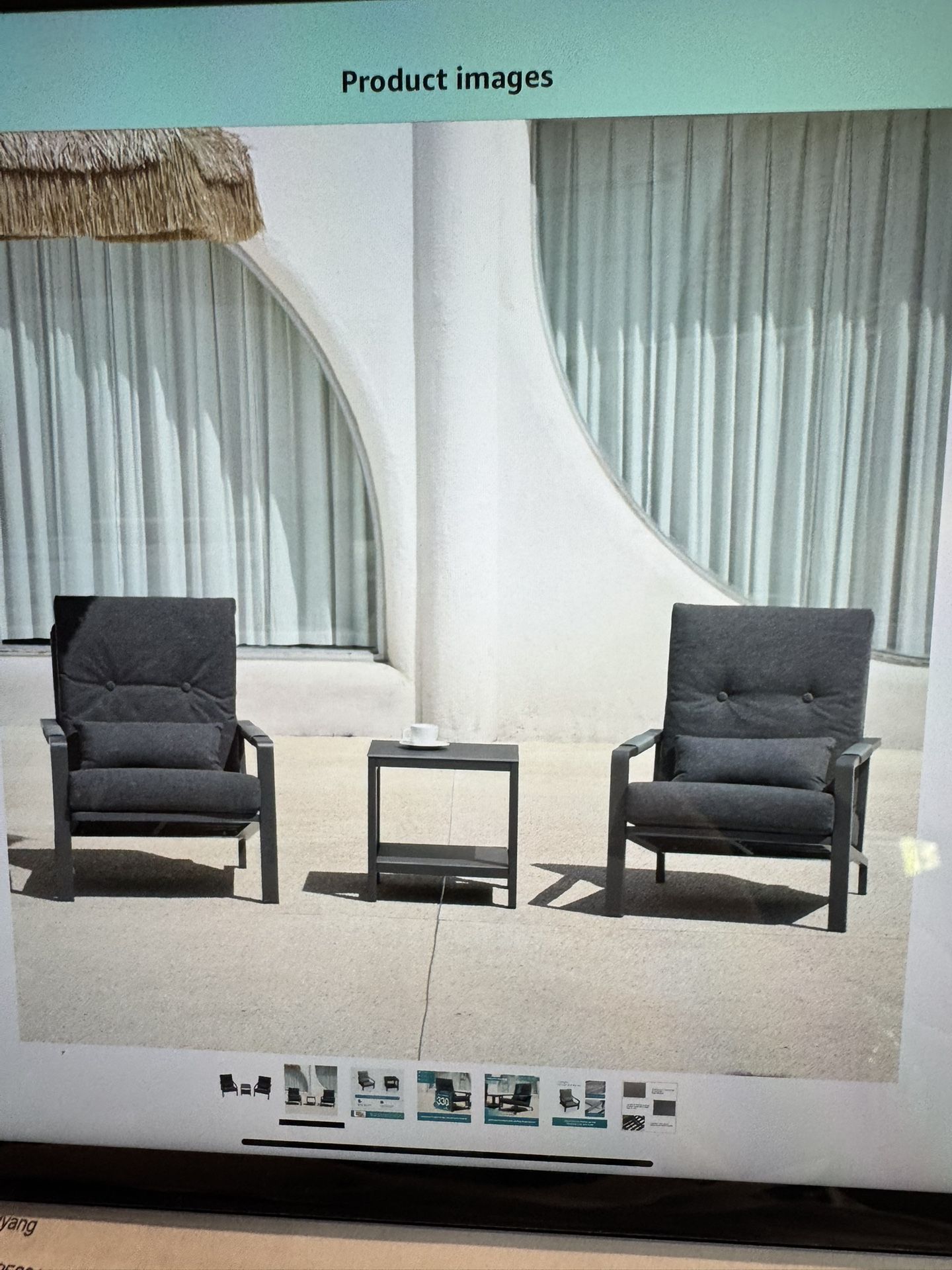 Brand New Patio Furniture Set, 3 Pieces Outdoor Patio Furniture with Coffee Table Set, Metal Patio Conversation Sets with Washable and High-Resili