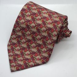 gucci silk ties for men red birds printed 3.75” width 56” length  