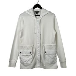 Lauren Ralph Lauren Active Hoodie Womens SMALL Spa Yoga White Full Zip Snap