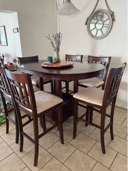 High top table with six chairs