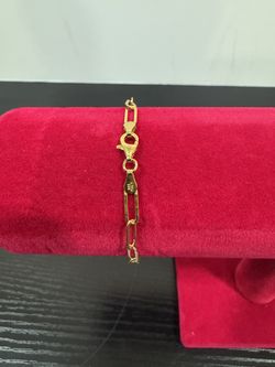 Sterling Silver 18KT GP 14k Oval Link Chain Bracelet with Lobster Clasp