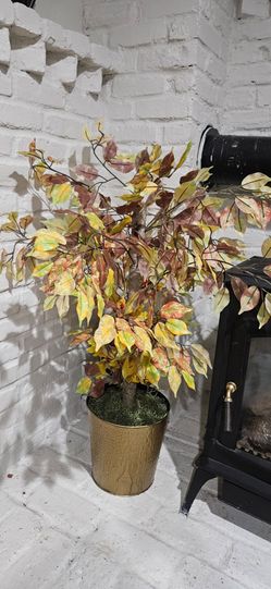 Artificial Autumn Tree in Gold Pot