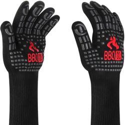 Grill BBQ Gloves, 1472℉ Heat Resistant Gloves for Cooking, BBQ Oven Gloves, Cooking Barbecue Gloves for Barbecue, Baking, Gardening (BBQ Gloves)