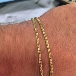 10k 2mm 9 Inch Ice Link Bracelet. 