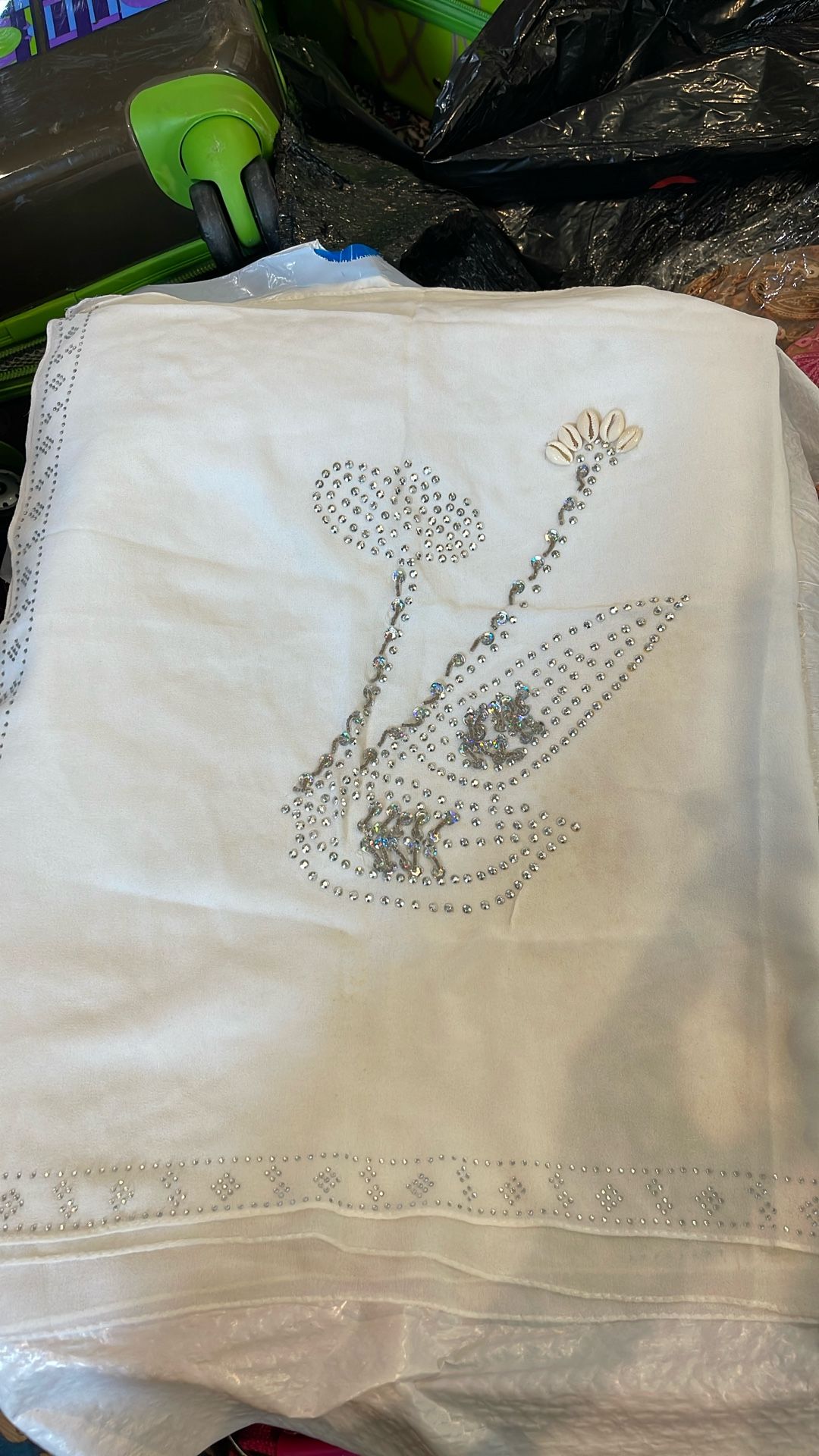 White Embroidered Scarf