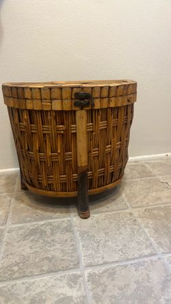 Vintage Woven Bamboo Basket with Lid